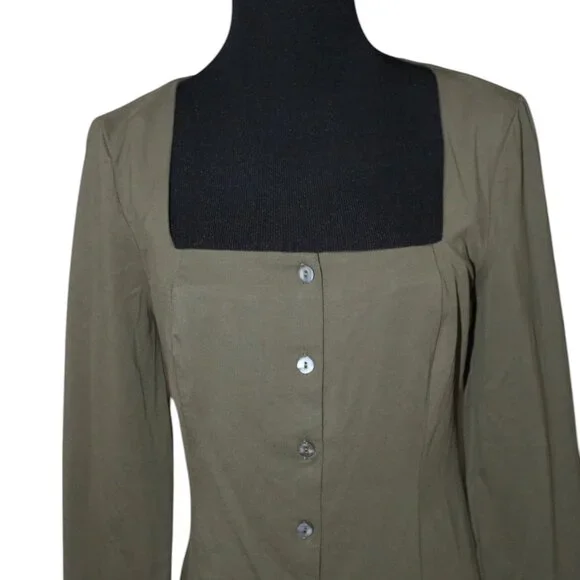 Rihoas Square Neck Mini Button Down Dress Size S Small NWT's Vintage Style - Picture 3 of 11